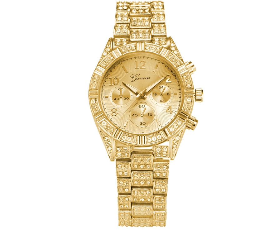 Montre Femme Analogique en Quartz avec Cristaux - Luxe et Élégance