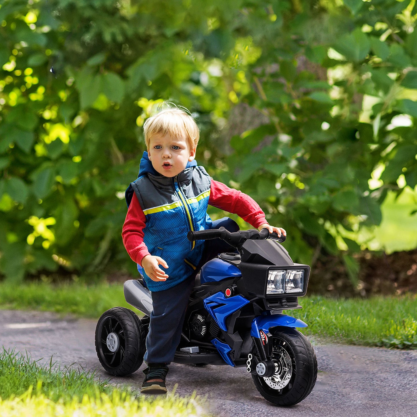 Moto Électrique Pour Enfants 6V - Moto Ride-On Avec Musique, Klaxon et Feux Avant - Bleu