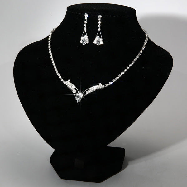 Collier et Boucles d'Oreilles en Goutte d'Eau Coréenne, Bijoux de Mariée en Argent Plaqué, Ensemble de 2 Sets