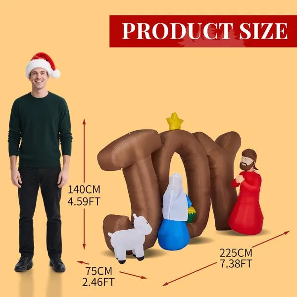 Décoration Gonflable de Noël 7,5 pieds - Scène de Nativité avec Signe JOY