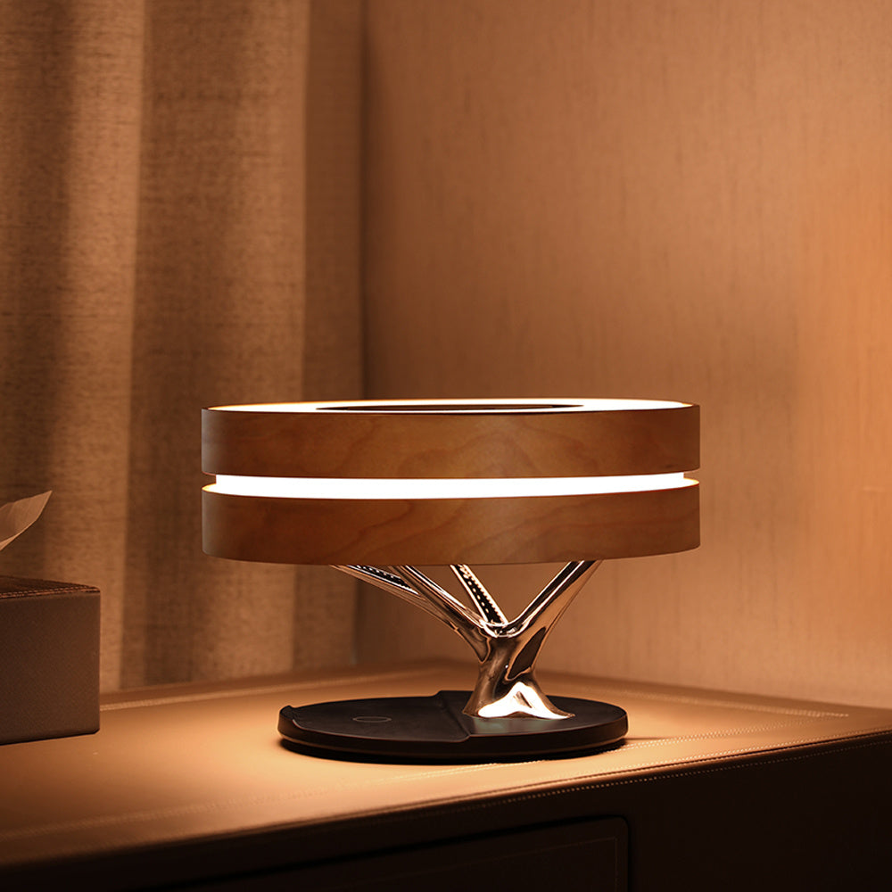 Enceinte Bluetooth Intelligente avec Lampe de Lit et Chargement Sans Fil