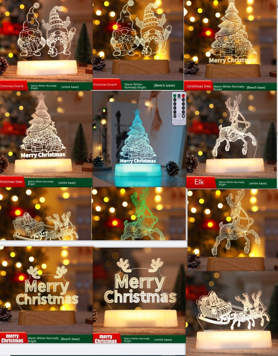 Lampe de Noël 3D en Acrylique LED - Lumières de Nuit pour Enfants