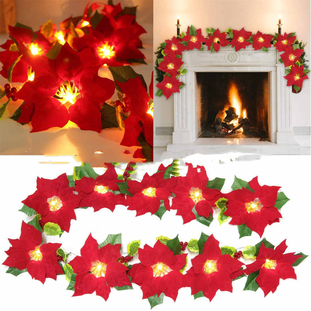 Guirlande Lumineuse de Fleurs Rouges pour Cadre de Porte