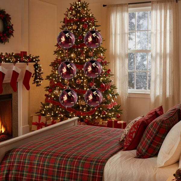 Ensemble de 4 Boules de Noël en Verre - Décorations de Sapin Brillantes