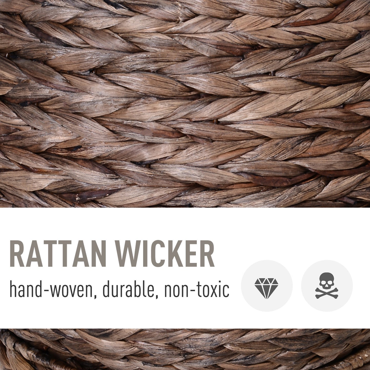 Lit Élevé en Osier Fait Main avec Coussin Marron Foncé pour Chatons