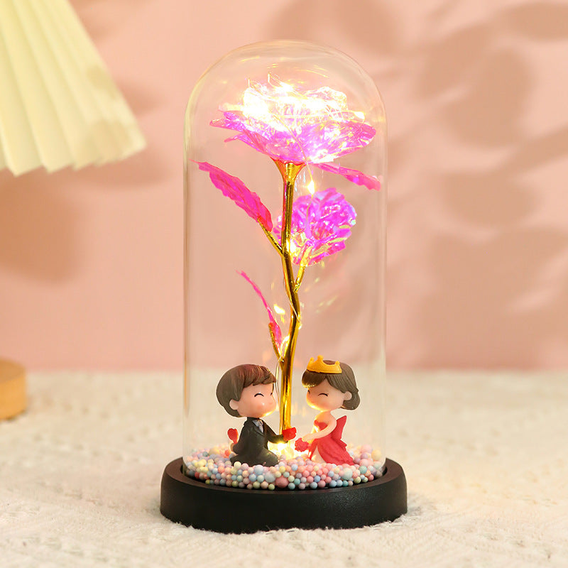 Fleur en Feuille d'Or Colorée 24k avec Lumières - Cadeau de Noël