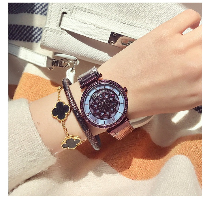 Montre de mode pour dames avec quartz, diamants et étanchéité en acier