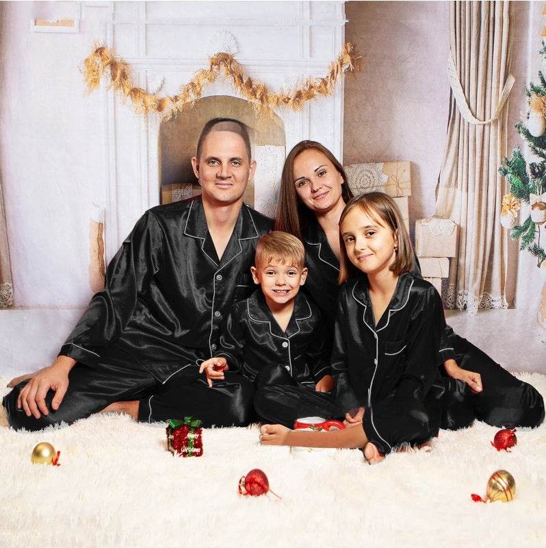 Pyjama en Soie Glacée Parent-Enfant à Manches Longues - Allomarc.com