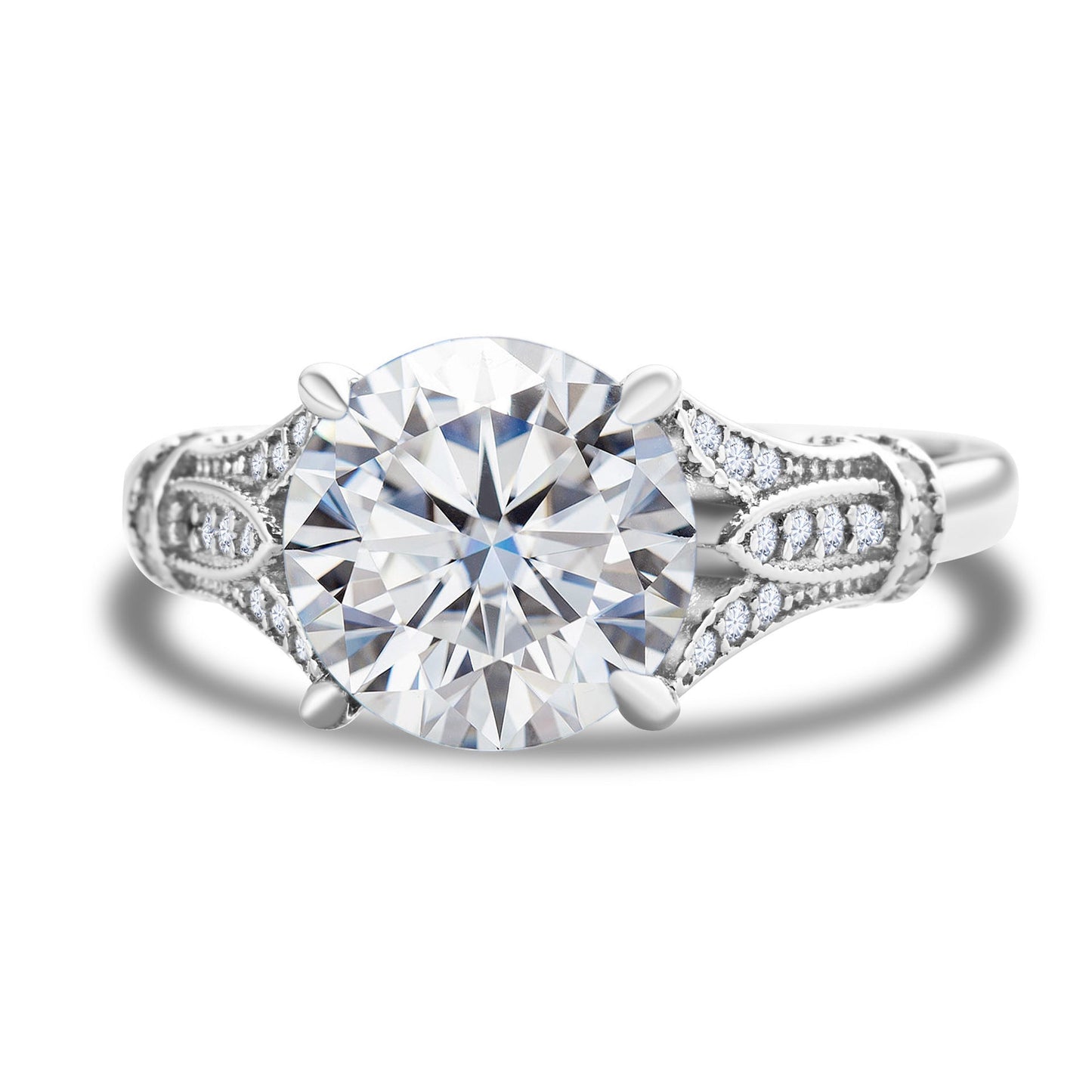 Bague en Moissanite avec Rangée de Diamants en Argent Sterling pour Femmes - Allomarc.com