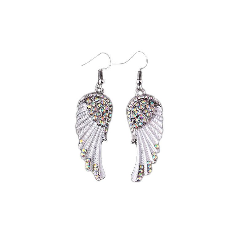 Boucles d'oreilles en ailes d'ange avec diamants - Allomarc.com
