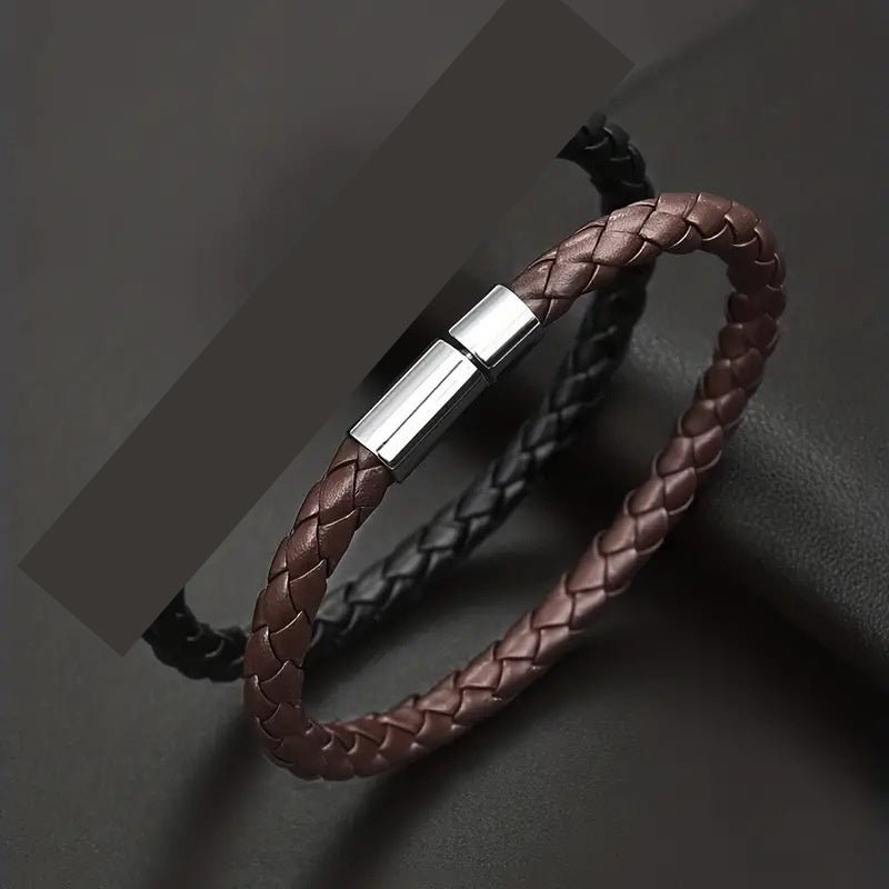 Bracelet en Cuir Tressé PU Simple et Décontracté - Allomarc.com
