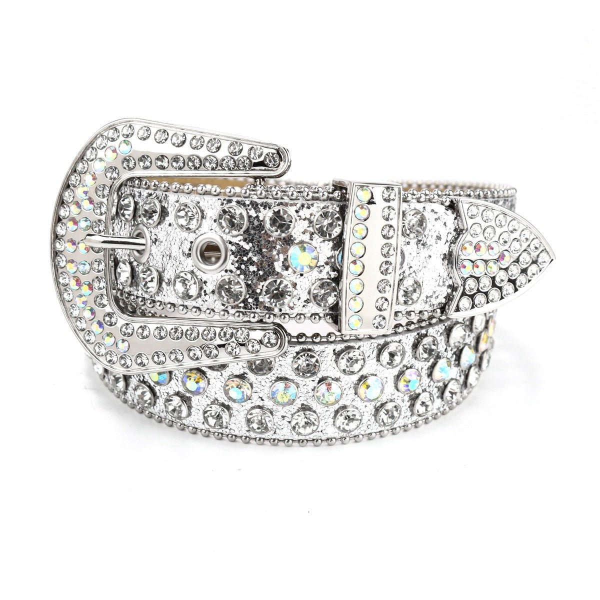 Ceinture Large Punk Hip Hop Incrustée de Strass Noire avec Rivets Décoratifs - Allomarc.com