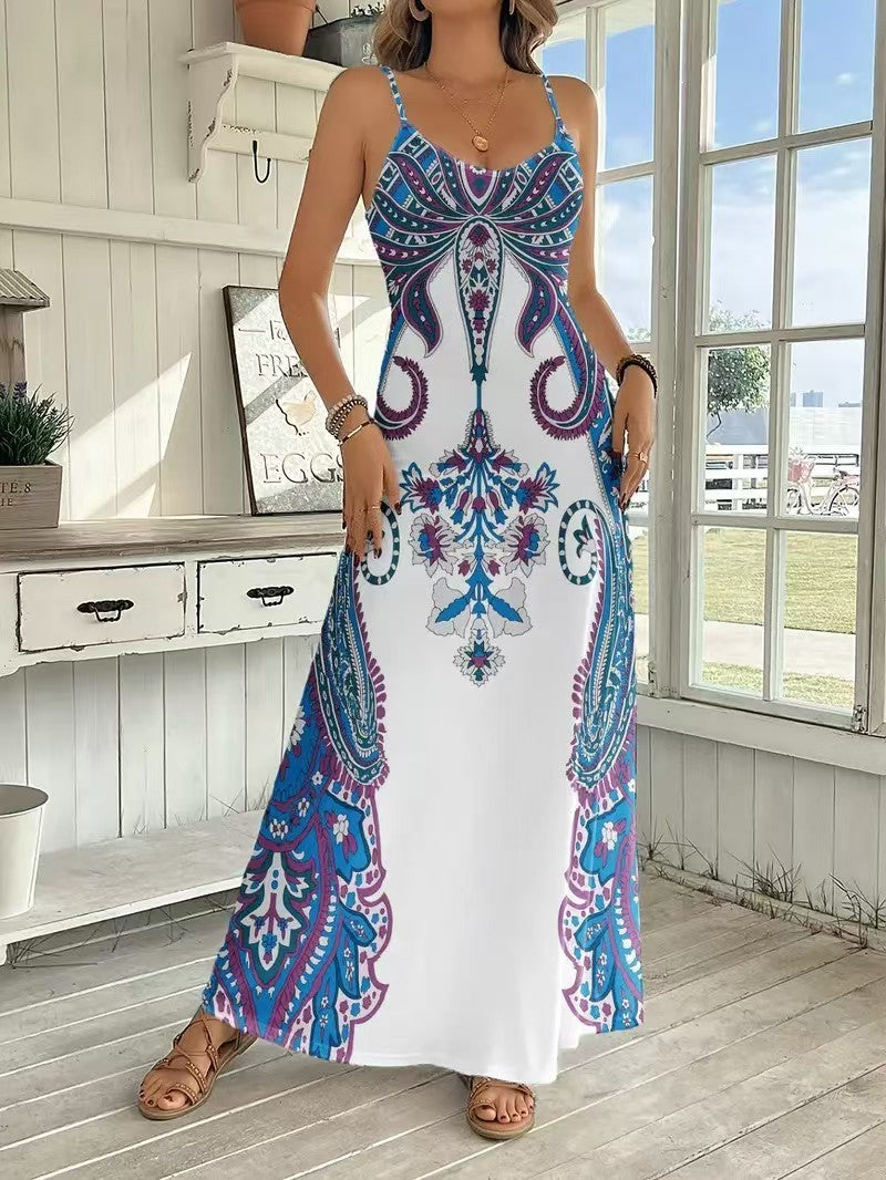 Jumpsuit Imprimé sans Manches à Col V