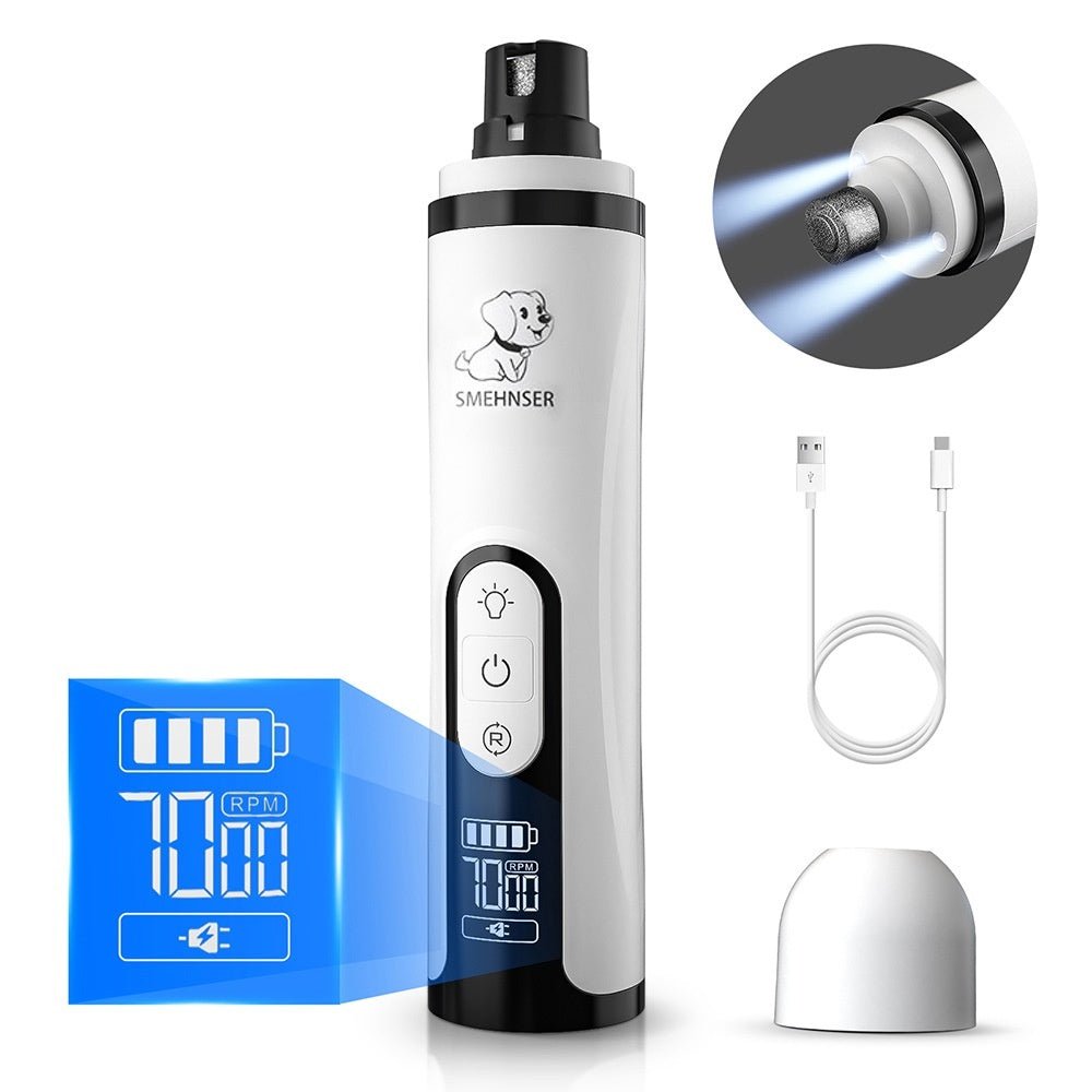 Dispositif Automatique de Perçage des Ongles pour Animaux de Compagnie - Électrique 3 Vitesses avec LED - Allomarc.com