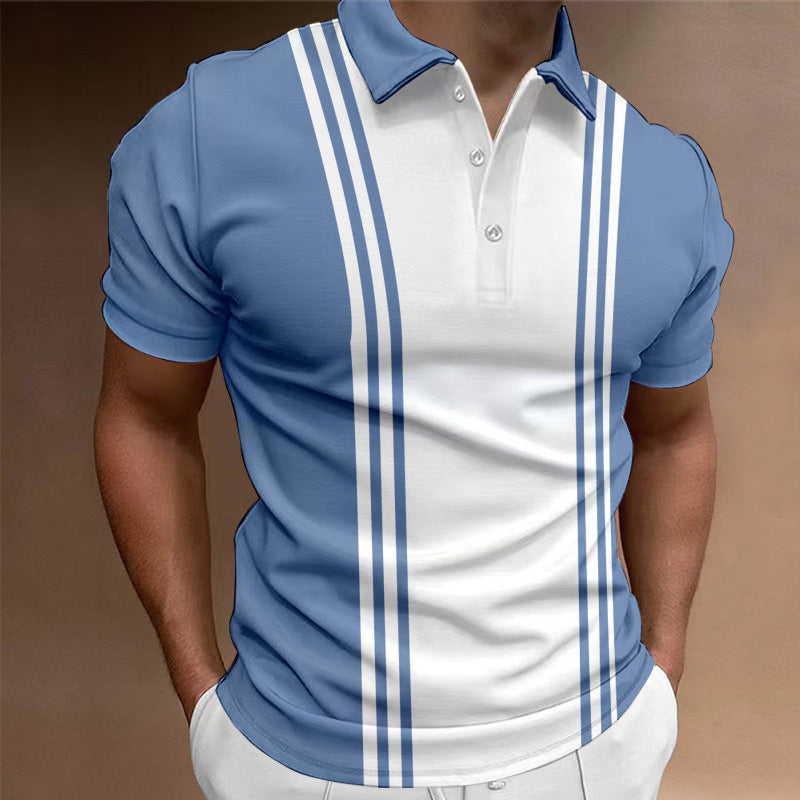 T-shirt Casual à Imprimé avec 3 Boutons pour Hommes