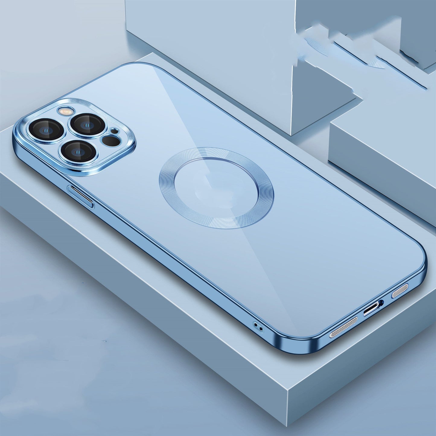 Étui de Téléphone Mobile en TPU Électroplaqué avec Film en Verre et Filtre à Poussière - Allomarc.com