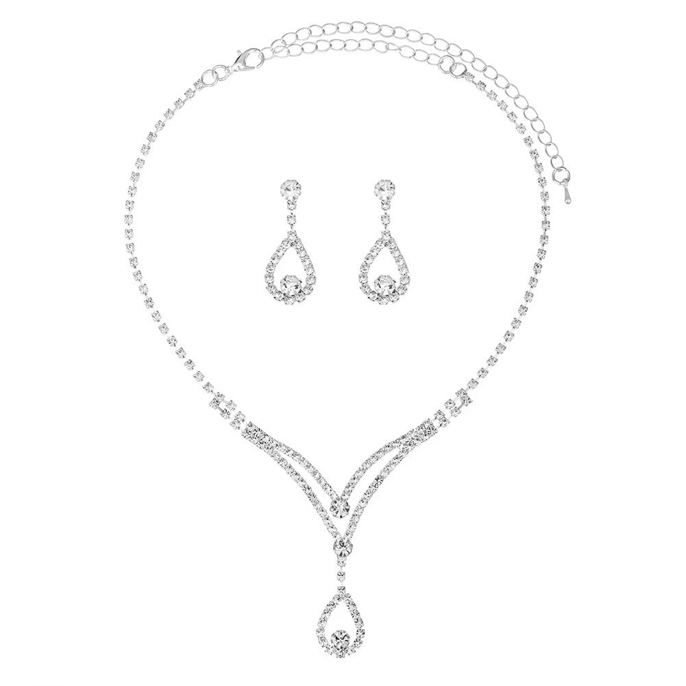 Collier à Franges Long avec Ensemble de Boucles d'Oreilles Deux-Pièces