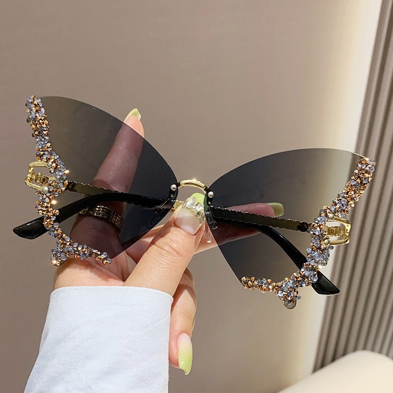 Lunettes de Soleil Papillon en Diamant de Luxe pour Femmes - Mode Y2K Vintage - Allomarc.com