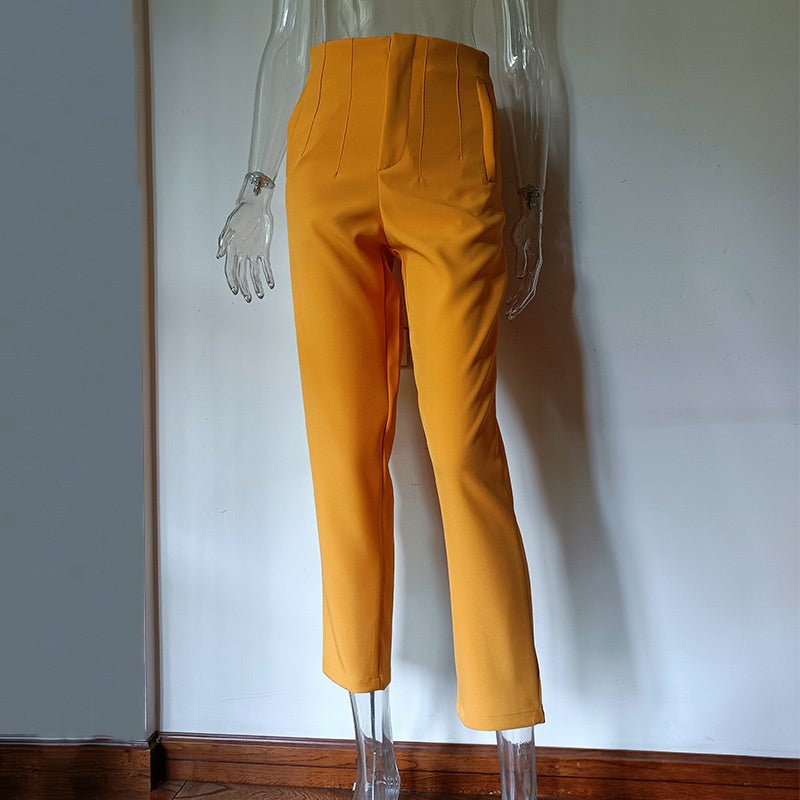 Pantalon Slim - Fit Lié à Taille Haute en Couleur Unie - Allomarc.com