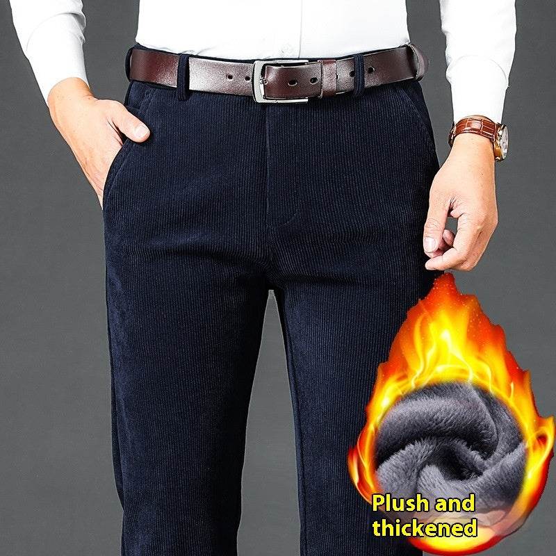 Pantalons en Velours Côtelé Épais Doublés en Polaire pour Hommes - Allomarc.com