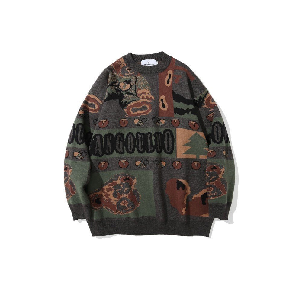 Pull Vintage Jacquard Tricoté Style Européen et Américain - Allomarc.com