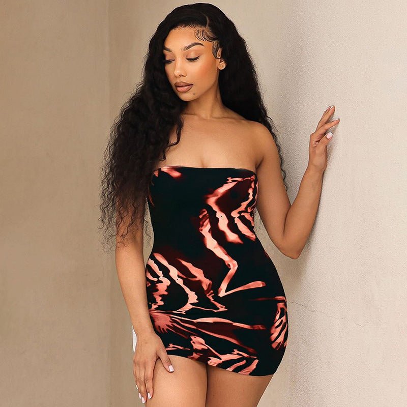 Robe Tube Abstracte en Imprimé – Mode Féminine Européenne et Américaine - Allomarc.com