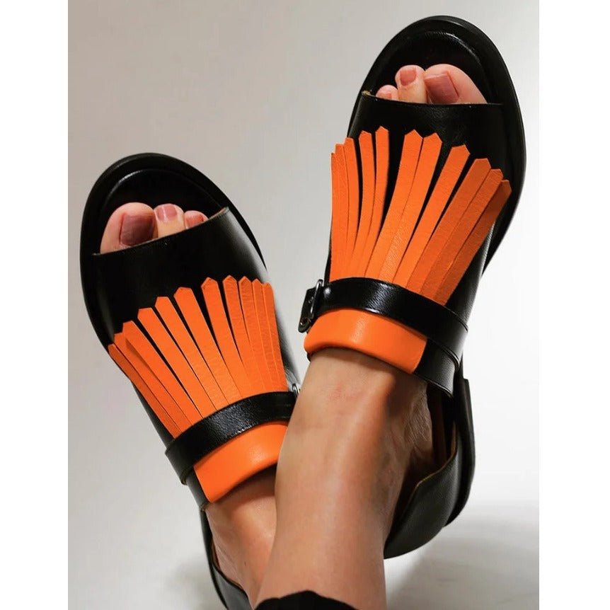 Sandales Plage Femme à Talon Plat avec Franges, Taille 40 - 43 - Allomarc.com