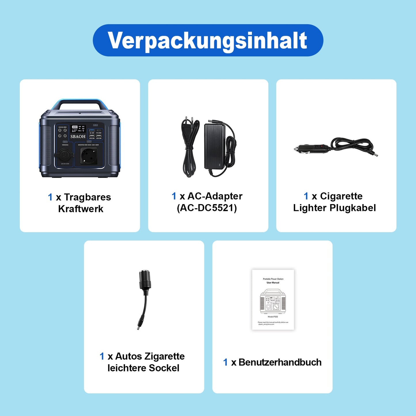 SBAOH Station D'Énergie Portable 300W - Générateur Solaire 296Wh - Allomarc.com