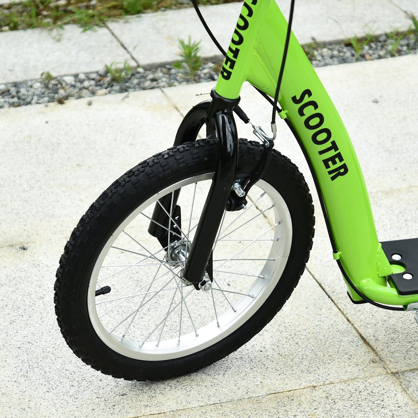 Trottinette pour Enfant Avec Guidon Réglable, Freins Doubles et Roues Gonflables - Vert - Allomarc.com