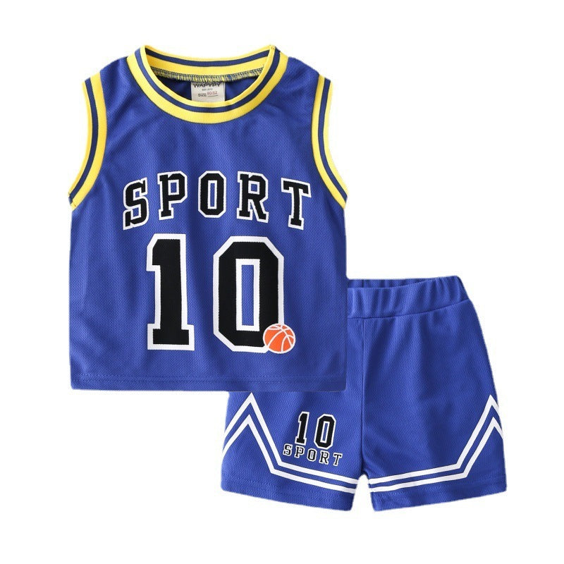 Ensemble de Vêtements de Basketball pour Enfants - Gilet et Sweat à Manches Courtes pour Garçons