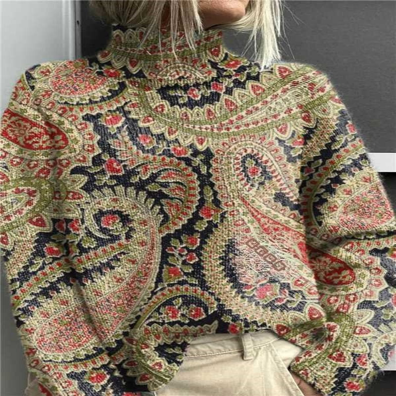 Pull En Col Roulé Imprimé Pour Femmes - Noël