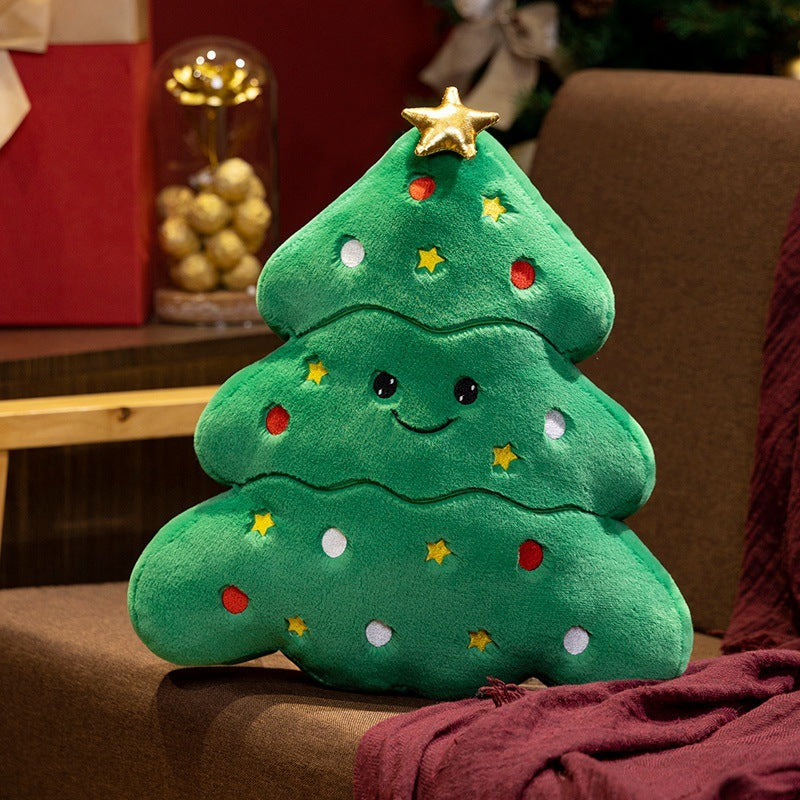 Coussin en Peluche Décoratif de Noël en Forme d'Arbre
