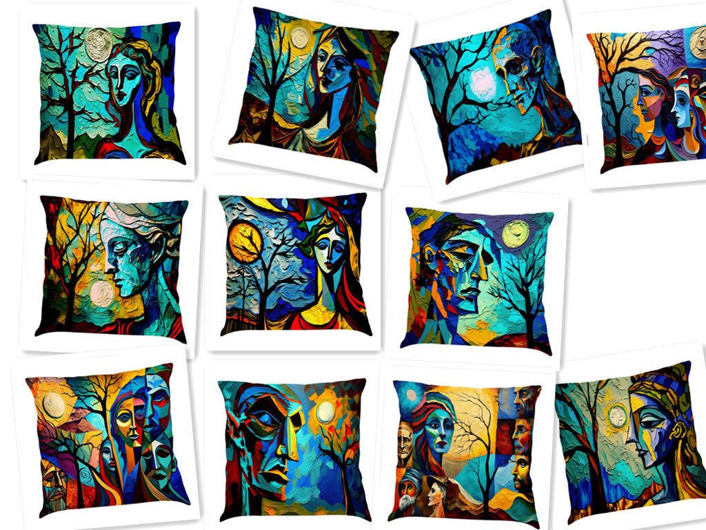 Coussin en Lin Imprimé avec Peinture Huile Créative - Voiture
