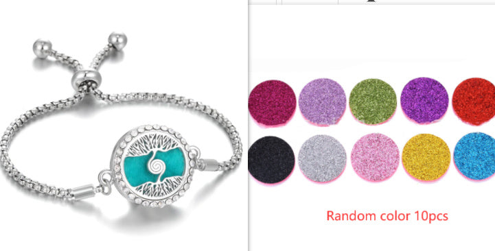 Bracelet Aromathérapie Ajustable en Acier Inoxydable Creux
