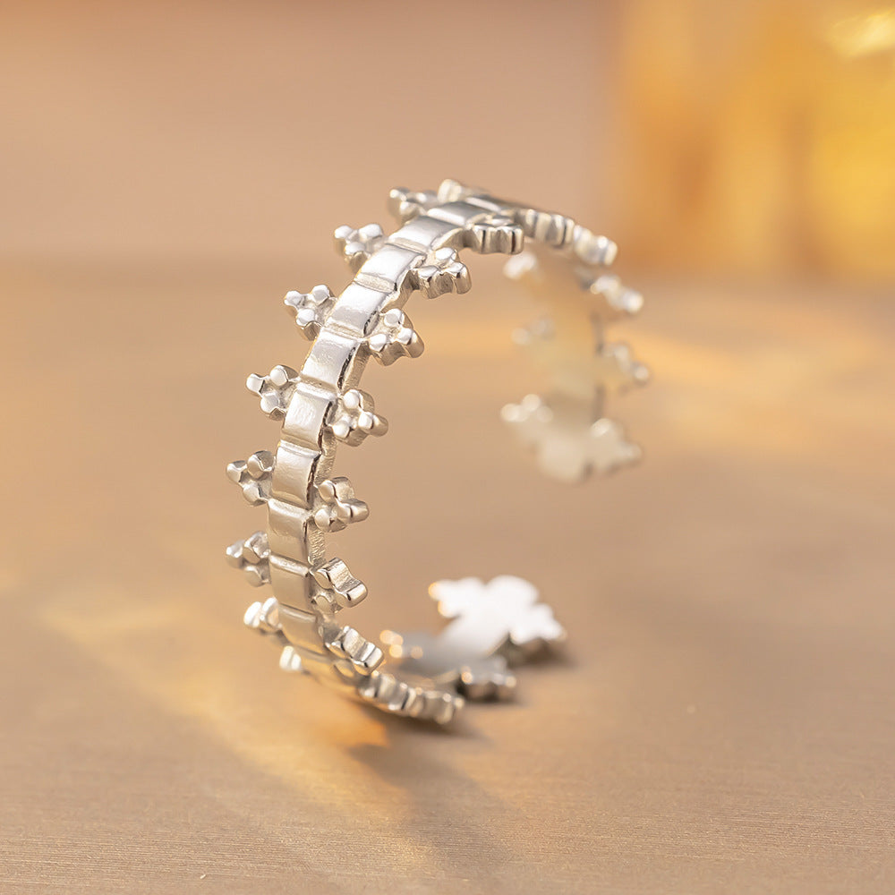 Bague Ouverte Ajustable en Acier Titane Retro - Élégance et Simplicité