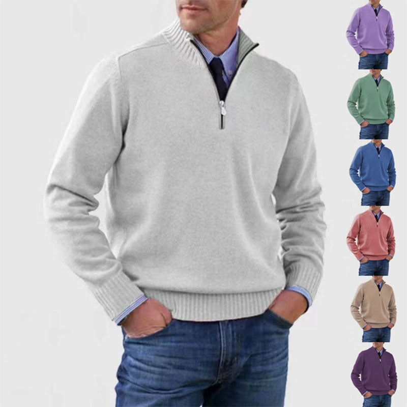 Pull Zippé Col Montant pour Homme - Mode Hiver Couleur Unie