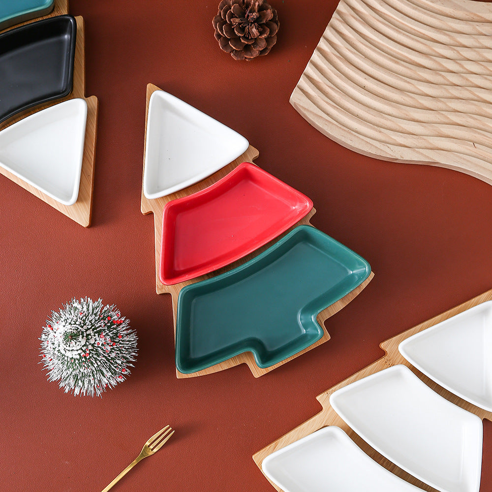 Assiette à Snacks en Céramique en Forme de Sapin de Noël