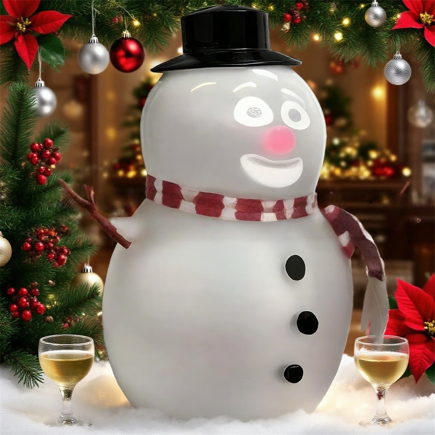 Bonhomme de Neige Animé qui Parle avec Yeux Lumineux et Voix Joyeuse pour Décorations de Noël