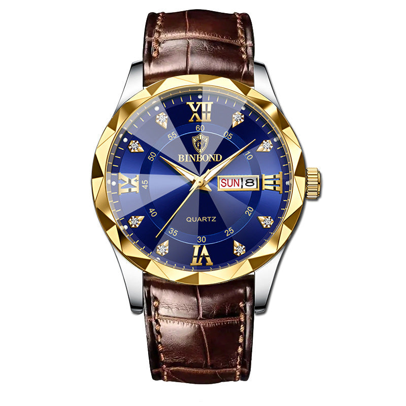 Montre Quartz Homme en Cuir Véritable Étanche - Style Affaires et Loisirs