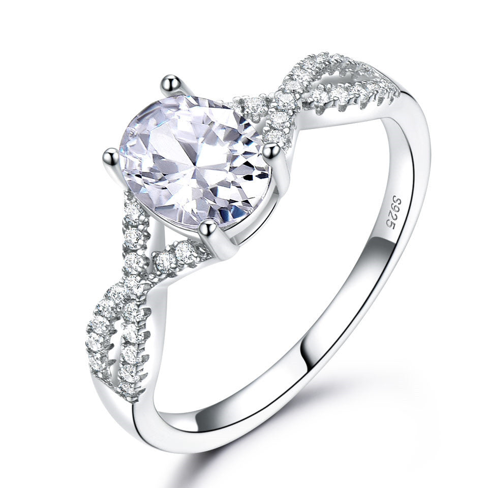 Bague en Argent Sterling avec Oval Nano Morganite pour Femmes