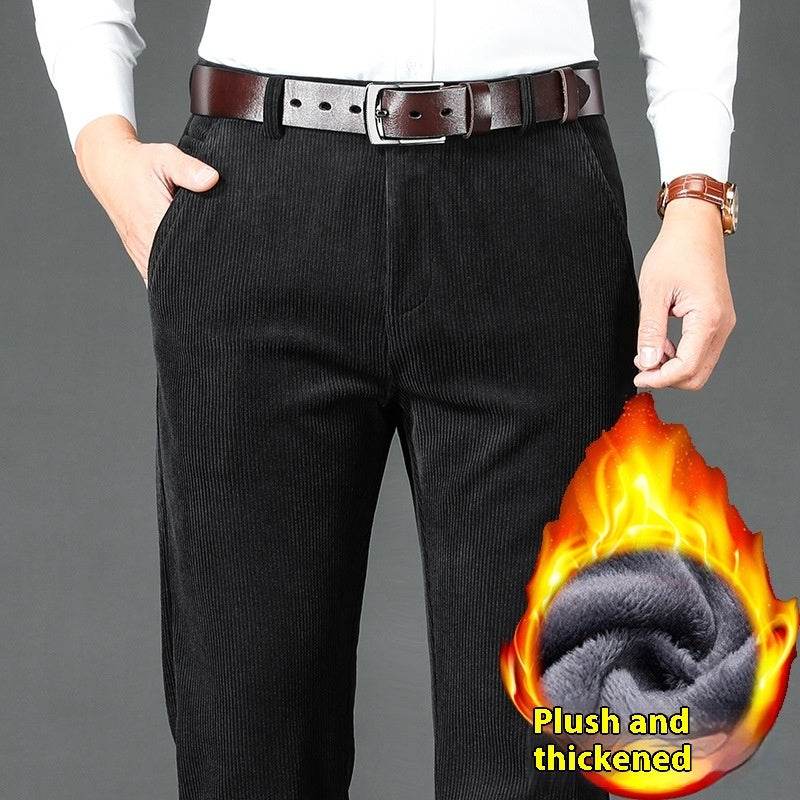 Pantalons en Velours Côtelé Épais Doublés en Polaire pour Hommes - Allomarc.com