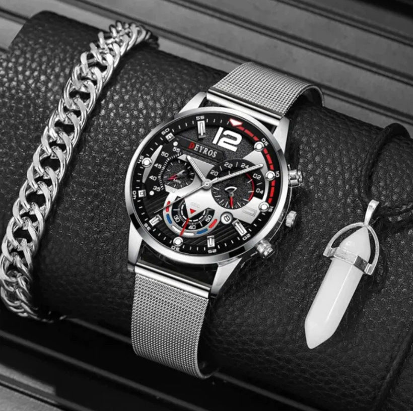 Montre Quartz Créative à Grand Cadran avec Trois Aiguilles en Acier