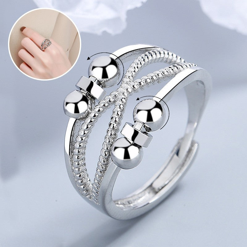 Bague Rotative avec Design Ouvert - Anneaux Antistress à Double Couche pour Femmes