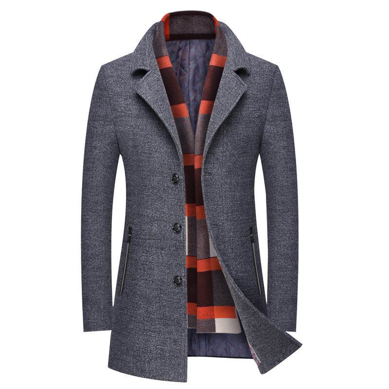 Manteau Mi-Long en Laine à Col Revers pour Homme - Allomarc.com