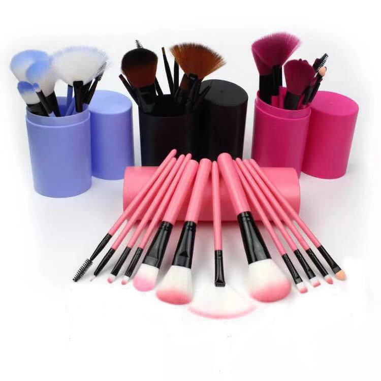 Set de 12 Pinceaux de Maquillage : Blush, Fard à Paupières, Mascara, Highlighter
