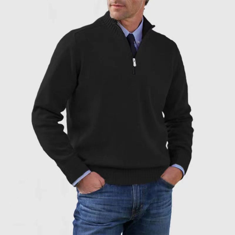 Pull Zippé Col Montant pour Homme - Mode Hiver Couleur Unie