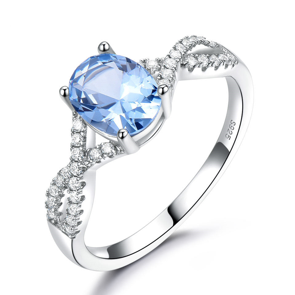 Bague en Argent Sterling avec Oval Nano Morganite pour Femmes
