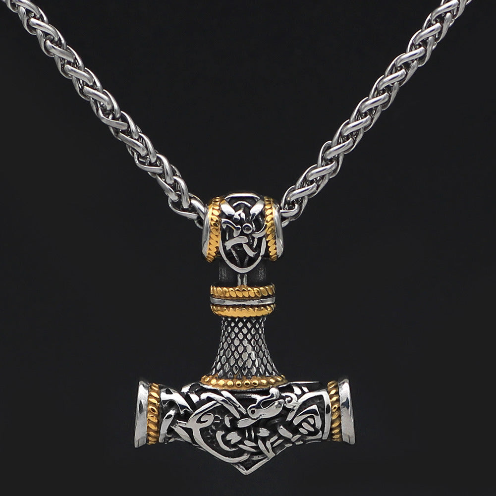 Pendentif en Forme de Marteau Rune Viking Nordique pour Homme