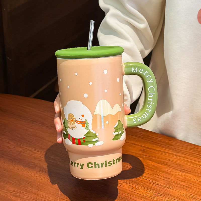 Tasse en Céramique Grande Capacité pour Cadeaux de Noël