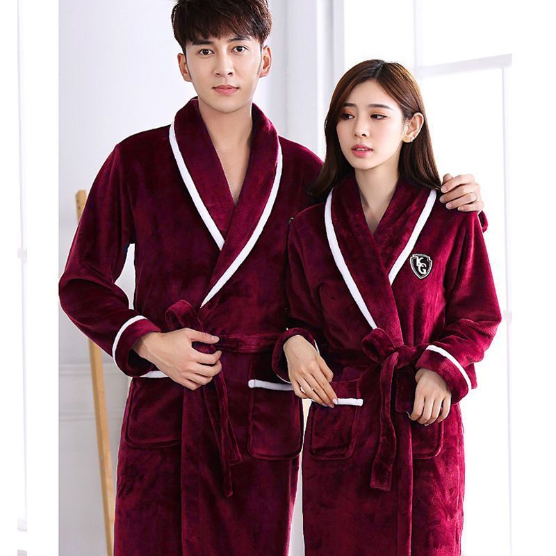 Peignoir Long en Flanelle Épais pour Hommes